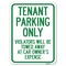 Signmission Tenant Parking Violators Towed Away Car Owners Expense Heavy-Gauge Alum, 24" L, 18" H, A-1824-22827 A-1824-22827 - alternate 1